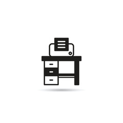 printer on table icon on white background