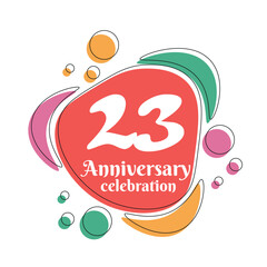 23rd anniversary celebration logo colorful  design with bubbles on white background abstract vector  illustration  