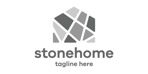 logo design stone and home icon illustration