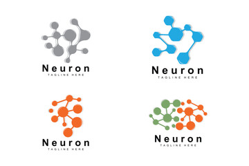 Fototapeta na wymiar Neuron Logo Design Vector nerve cell illustration Molecular DNA health brand