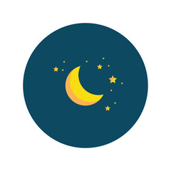 Obraz na płótnie Canvas Moon and stars icon isolated. Flat design. Moon and star Icon isolated on white Background. Night symbol for your web site design, logo. Flat design. filled black symbol. Vector EPS 10.