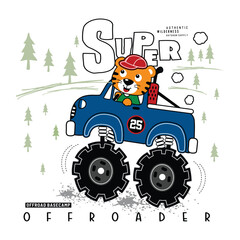  super off road, vector animal cartoon illustration design graphic printing