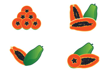 Papaya Logo Design, Vitamin Fruit Vector, Fruit Product Brand Illustration Icon