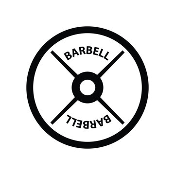 Barbell Weight Plate Silhouette. Black and White Icon Design Element on Isolated White Background