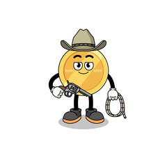 Character mascot of mexican peso as a cowboy