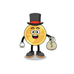 mexican peso mascot illustration rich man holding a money sack