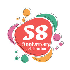 58th anniversary celebration logo colorful  design with bubbles on white background abstract vector  illustration  