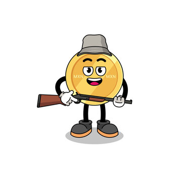 recommend clip art: Cartoon Illustration of mexican peso hunter