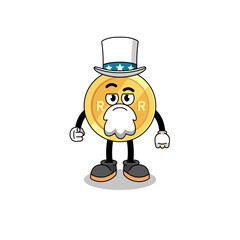 Illustration of south african rand cartoon with i want you gesture