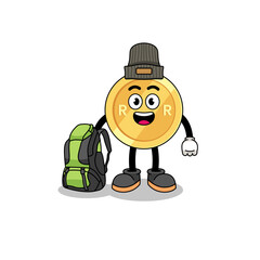 Illustration of south african rand mascot as a hiker