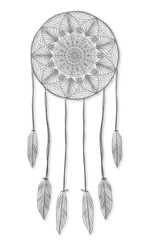 black dream catcher illustration, isolated transparent background png