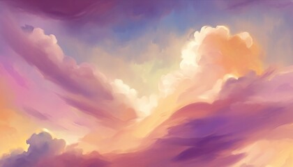 sunset in the clouds painting background.