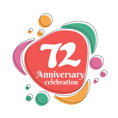 72nd anniversary celebration logo colorful  design with bubbles on white background abstract vector  illustration  