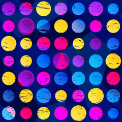 Colored circles seamless pattern with grunge effect