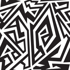 Monochrome african geometric seamless pattern.