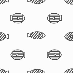 Monochrome fish seamless pattern