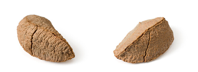 In-sell Brazil nut isolated on the white background.