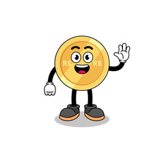 Fototapeta premium brazilian real cartoon doing wave hand gesture