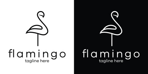logo design flamingo line icon illustration