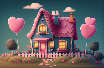 Generative AI: Fantasy cute cartoon fairy house