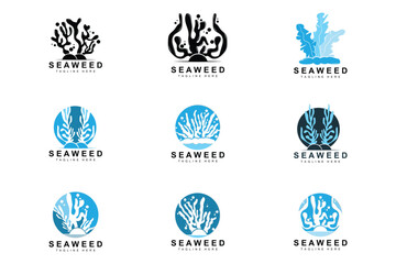 Seaweed Logo Design, Underwater Plant Illustration, Cosmetics And Food Ingredients © Arya19