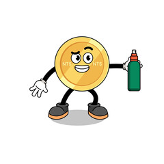 new taiwan dollar illustration cartoon holding mosquito repellent