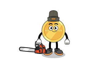 Fototapeta premium new taiwan dollar illustration cartoon as a lumberjack