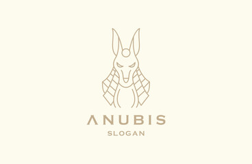 Elegant Anubis mono line logo icon design template vector illustration