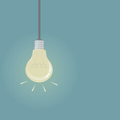 Light Bulb on green background with copy space for text message.EPS creative ideas concept.