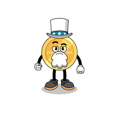 Illustration of danish krone cartoon with i want you gesture