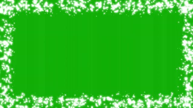 Shining glitter particles frame motion graphics with green screen background