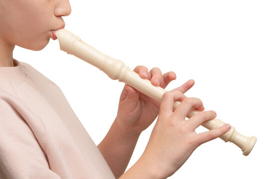 Recorder instrument. Soprano recorder, German fingering. Flute pipe. Classical music instrument for school student education. Learn melody. Flutist concert. High resolution. Isolated background. - Powered by Adobe