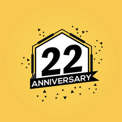 22 years anniversary logo  vector design birthday celebration with geometric isolated design.