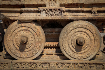 World heritage site historic Vijaya Vittala temple and Hampi runes in India