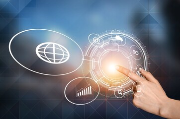 2023 technology transformation. Finger press a button