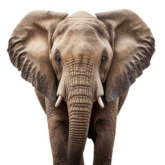 Fototapeta na wymiar elephant face shot isolated on transparent background cutout