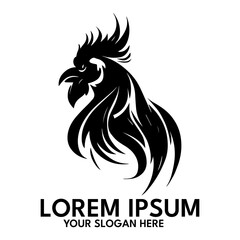 Rooster silhouette, logo style vector illustration