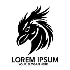 Rooster silhouette, logo style vector illustration