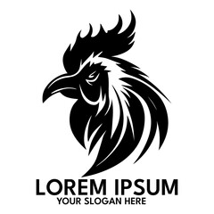 Rooster silhouette, logo style vector illustration