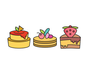 cake, pudding, ice cream and dessert icons set