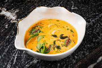 pumpkin cream soup with herbs