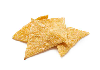 grain crisp tortilla nacho chips isolated on white background. fried tortilla nacho chips isolated on white background. baked tortilla chips isolated on white background. nacho