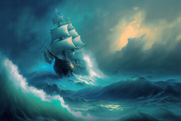 Paint of Brave Adventure on the High Seas. Generative AI.