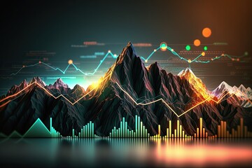 Business digital graph chart in stock trade market. Growth investment. Generative AI