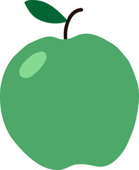Green Apple Fruit Flat Illustration