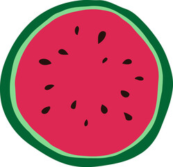 Watermelon Fruit Flat Illustration