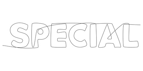 One continuous line of Special word. Thin Line Illustration vector concept. Contour Drawing Creative ideas.