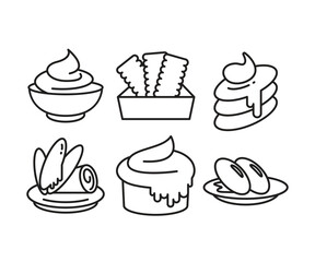 cake and dessert icons set line vector illustration