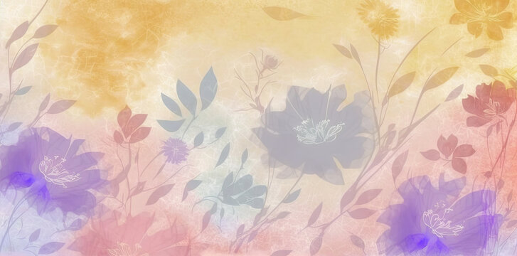 pastel light background with flowers for spring greeting card