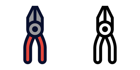 Pliers. Color and Line Icons